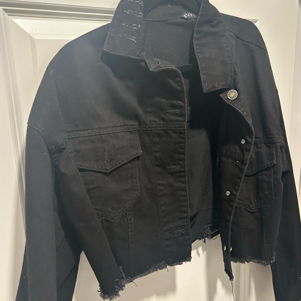Black Jean Jacket - cropped